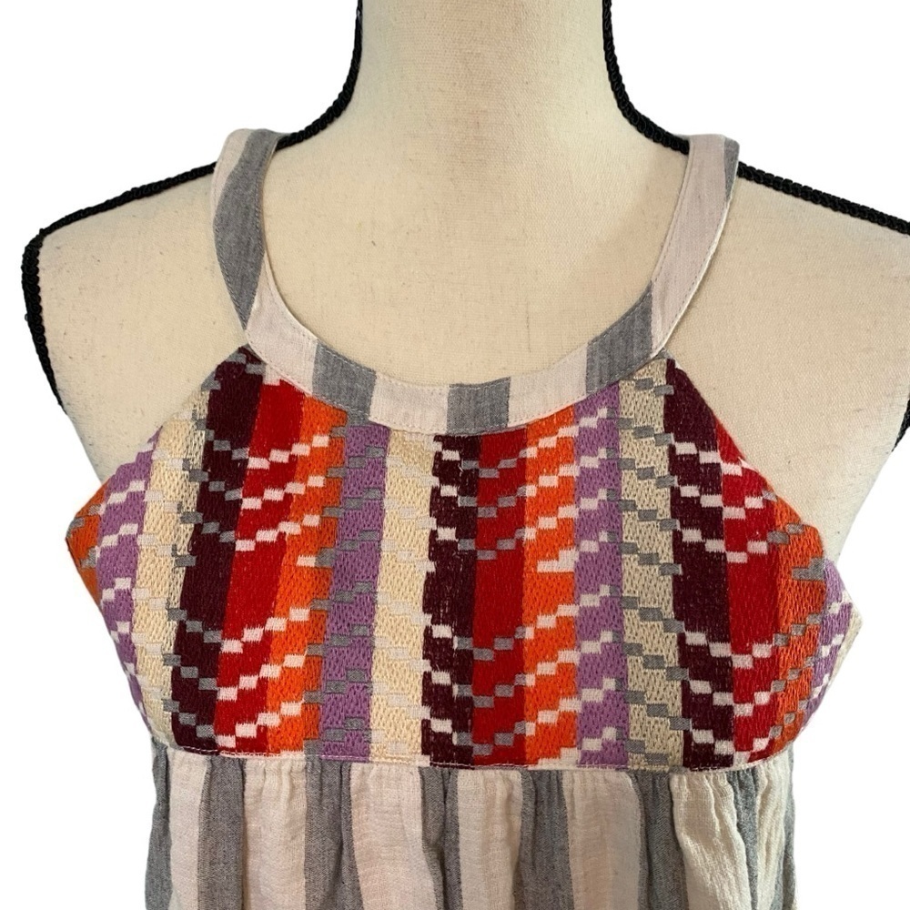 THML Anthropologie Embroidered Midi Dress Size Small Tassels - Picture 2 of 16